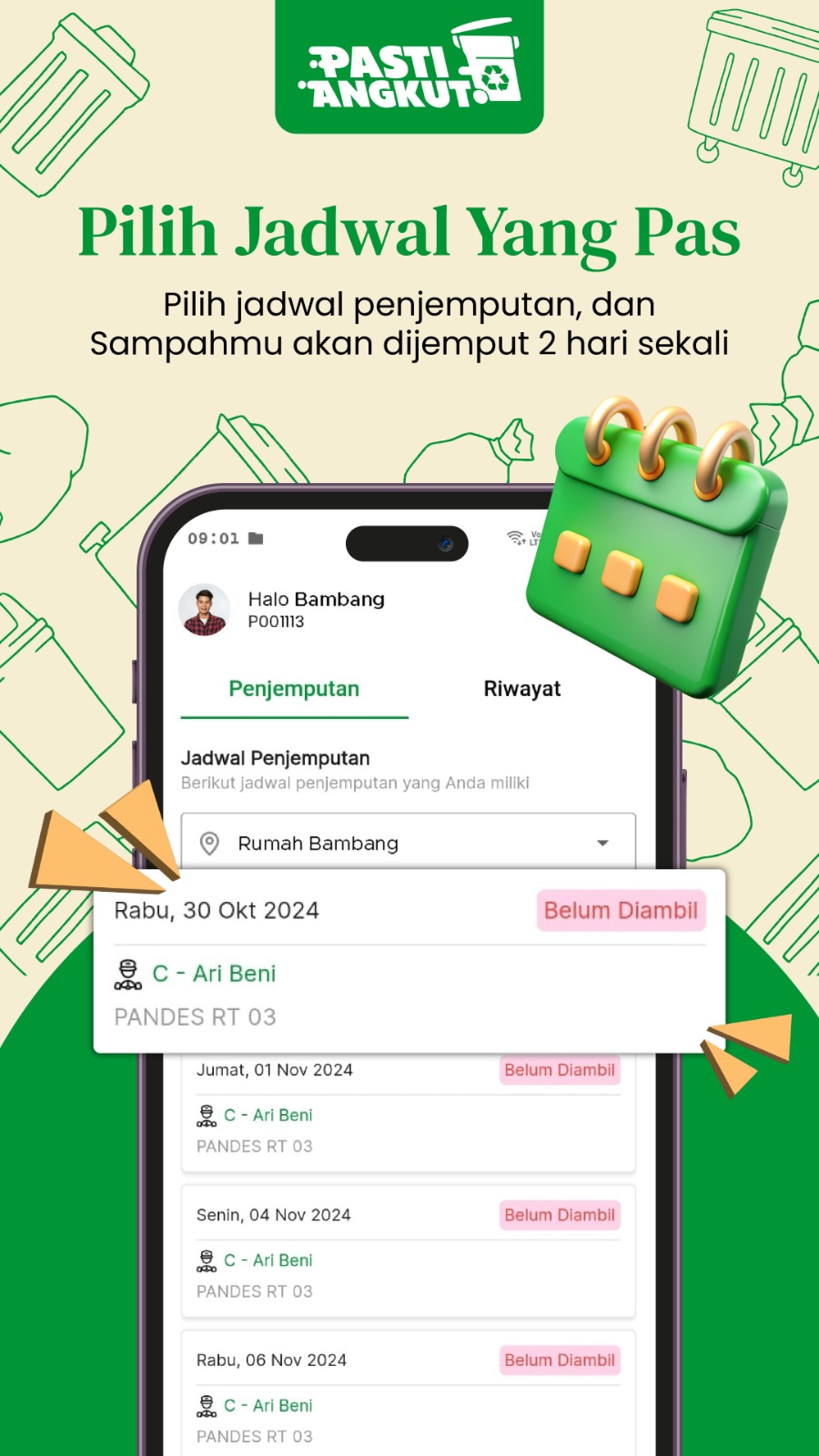 Pilih Jadwal Pengangkutan